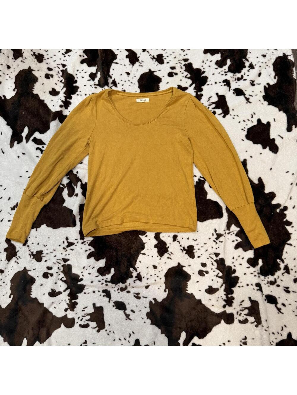 Madewell Mustard Yellow Puff Sleeve Long Sleeve Top Small Fall Cottagecore